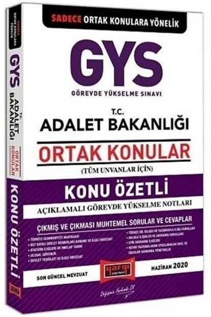 Yargi Yayinlari Yargi 2020 Gys Adalet Bakanligi Ortak Konular Konu Ozetli Gorevde Yukselme Trendyol