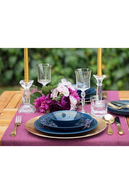Madame Coco Palme 16 Parca Yemek Takimi Lacivert Trendyol