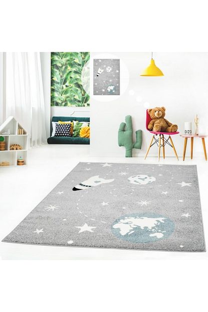 Vinosahome Vinosa Home Uzay Tema Desen Gri Renk Bebek Ve Cocuk Odasi Halisi Trendyol