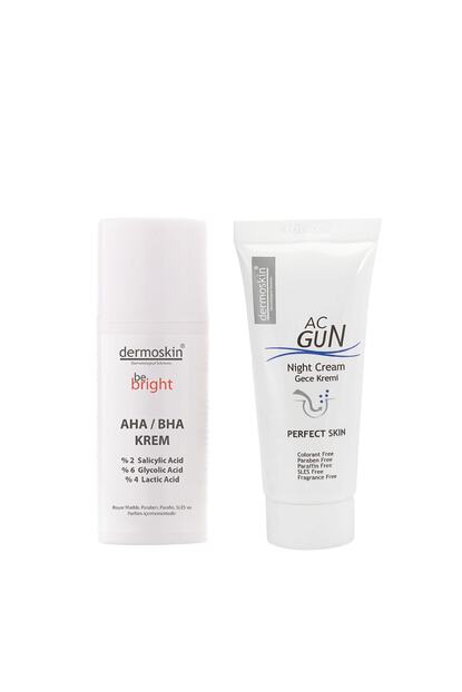Dermoskin Be Bright Aha Bha Krem 33 Ml Acgun Onarici Gece Kremi 30 Ml 2 Li Avantaj Paket Trendyol