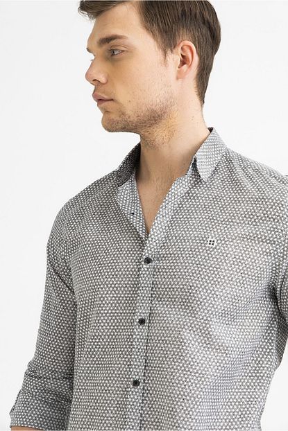 avva erkek siyah baskili klasik yaka slim fit gomlek a01s2260 fiyati yorumlari trendyol