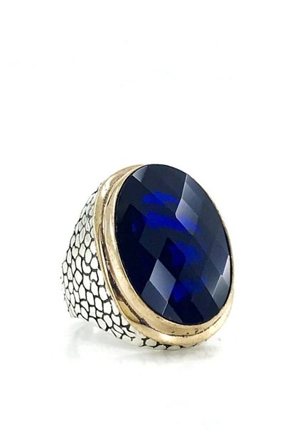 Magumus Buyuk Oval Safir Tas Ozel Uretim Gumus Erkek Yuzuk Trendyol