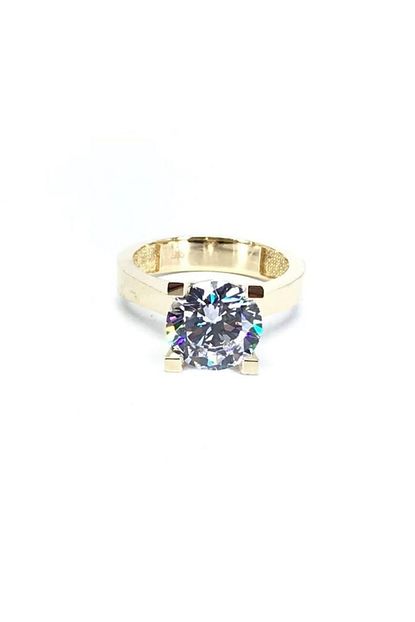 Usta Jewellery Tektas Swarovski Buyuk Pirlanta Monturu Sari Altin Yuzuk Trendyol