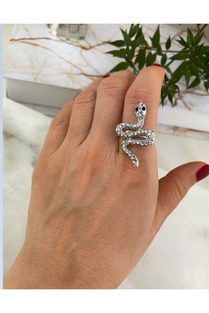My Takinti Yilan Yuzuk Tasli Silver Yuzuk Trendyol