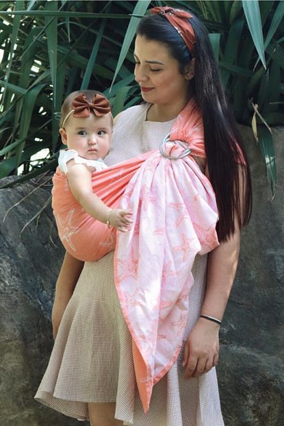 Zubu Halka Babysling Starfish Orange Bebek Tasiyici Pamuk Tasima Sali Nar Cicegi Trendyol