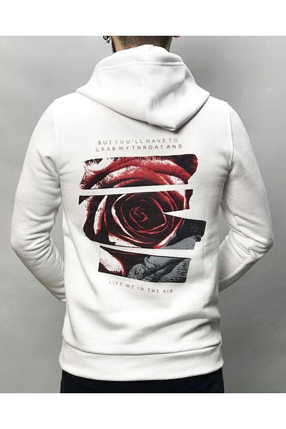 Insane Minds Sirti Gul Baskili Kapsonlu Sweatshirt Trendyol