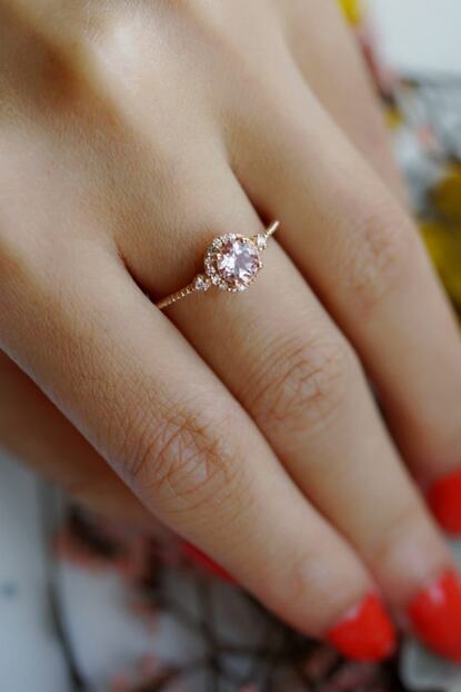 My Diamond Vintage Model Morganit Ve Pirlanta Yuzuk Rose Gold Trendyol