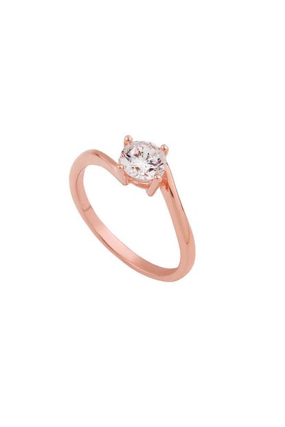 So Chic Creative Diamond Baget Kesim Gumus Yuzuk Rose Gold Trendyol