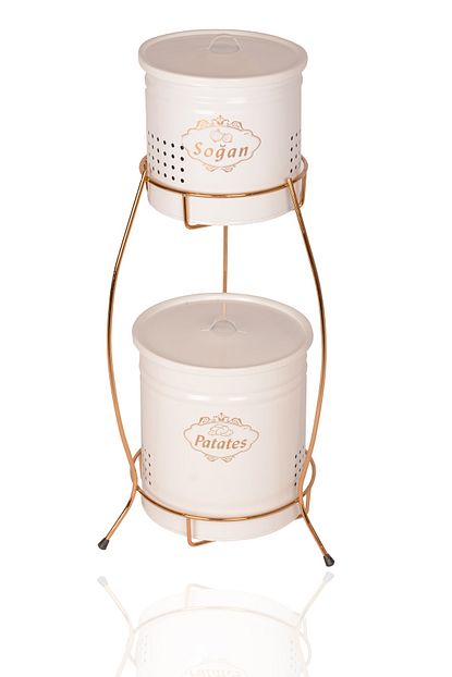 samdan home patates sogan kovasi metal gold standli 2 katli beyaz fiyati yorumlari trendyol