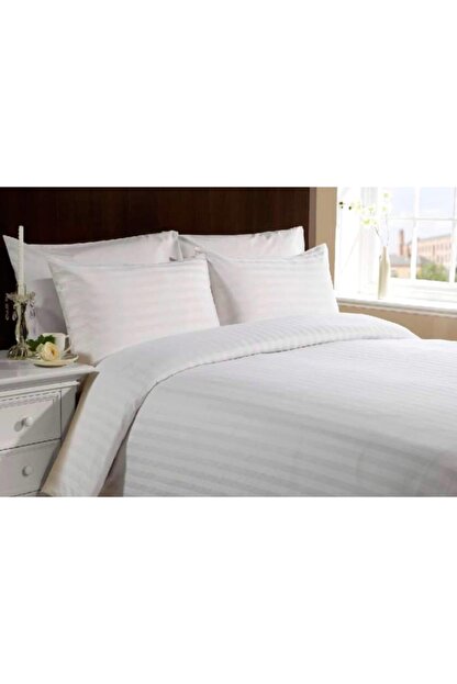 Metinev Beyaz Cizgili Saten Nevresim Takimi Tek Kisilik Fiyati Yorumlari Trendyol