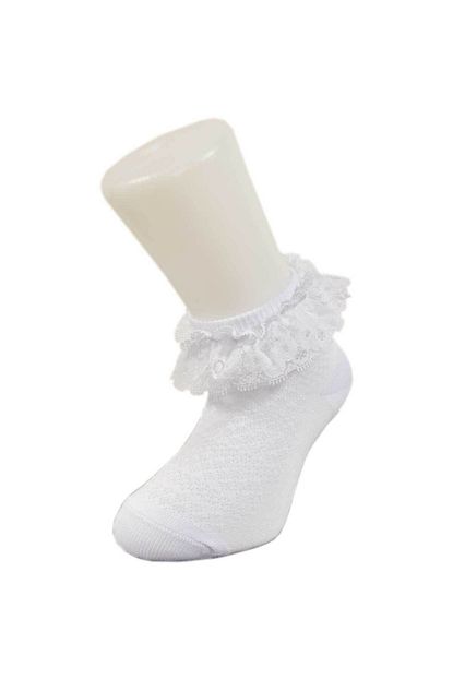 design socks cocuk beyaz dantelli corap 6 cift 0 9 yas desen corap fiyati yorumlari trendyol