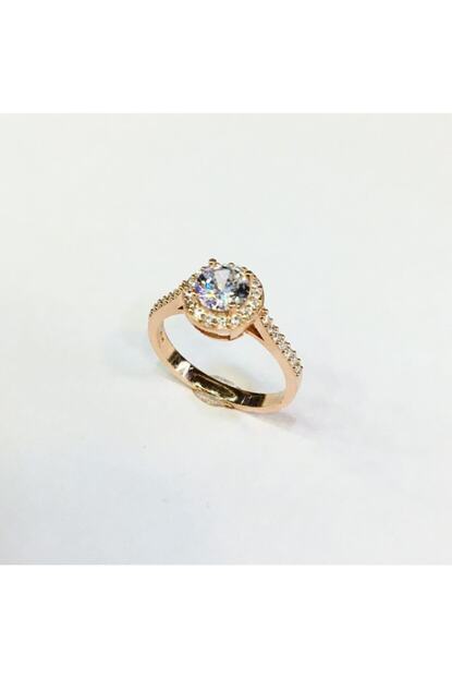 Tmt Silver Gumus Rose Bronz Renk Zirkon Tasli Tek Tas Yuzuk Trendyol