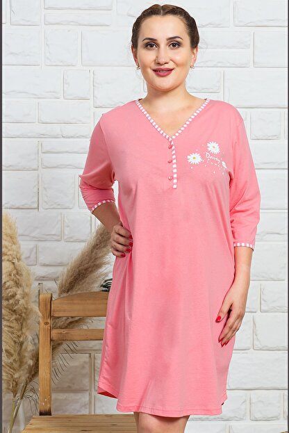 Vienetta Pamuklu Buyuk Beden Fakir Kol Gecelik Trendyol