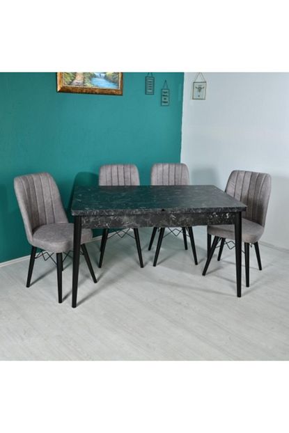 leonhome mutfak yemek masa sandalye takimi x siyah mermer acilir masa 6 gri sandalye fiyati yorumlari trendyol