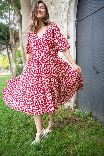 sue store kirmizi papatya desen