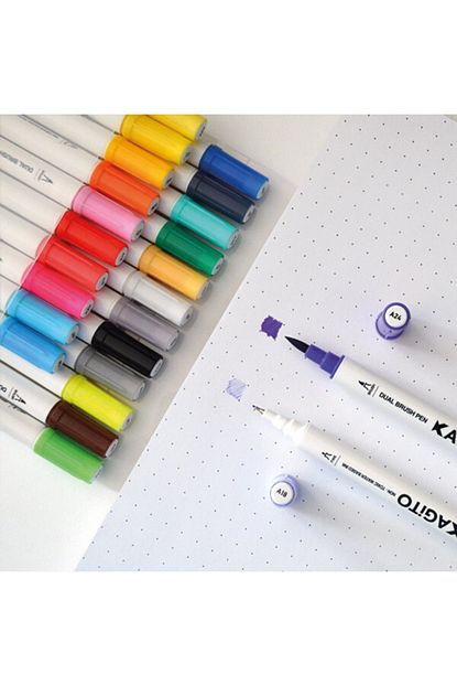 kagito cift tarafli brush pen 24 lu set