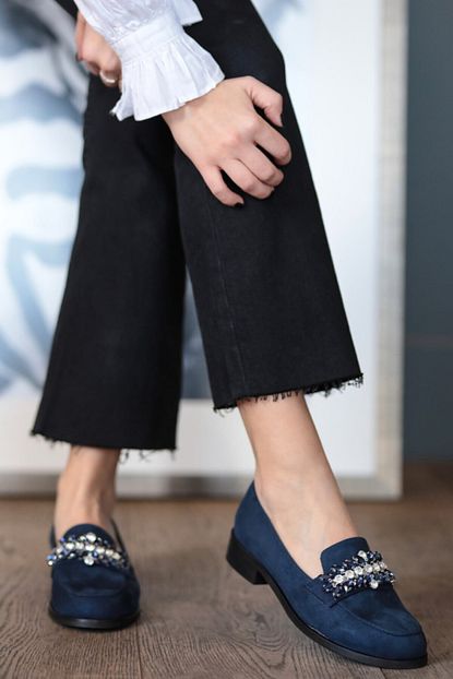 Mio Gusto Matilda Lacivert Suet Tasli Oxford Ayakkabi Trendyol