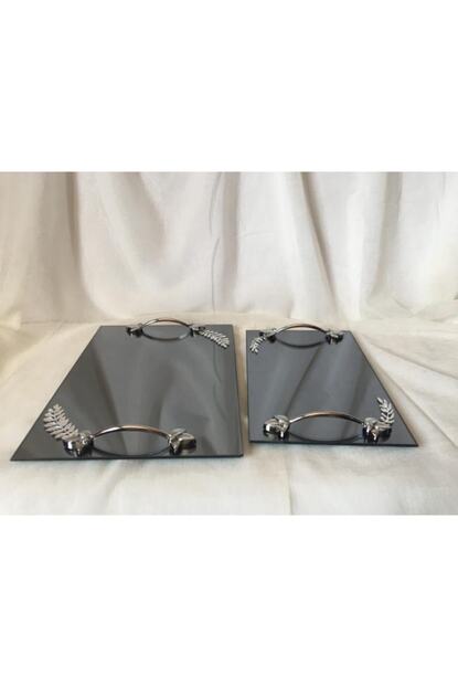 Hedef Bijuteri 2li Cam Fume Gumus Renk Aynali Yaprak Desenli Soz Nisan Yuzuk Tepsisi Trendyol