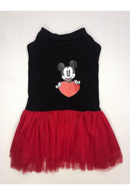Casper Kedi Kopek Tutulu Elbise Siyah Kirmizi Mickey Trendyol