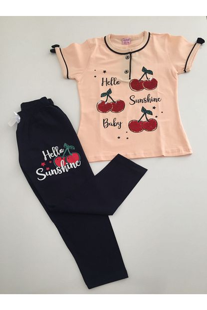 Tarik Kiz Cocuk Yazlik Pijama Takimi Kisa Kol 100 Pamuk Trendyol