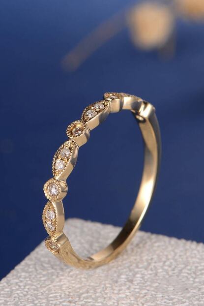 My Diamond Vintage Model Pirlanta Alyans Yuzuk 14 Ayar Sari Altin Trendyol