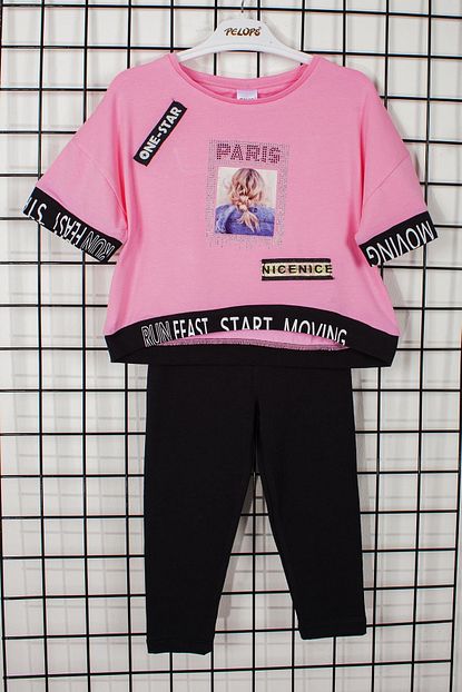 Pelops Kids Baskili Kiz Cocuk Alt Ust Takim 5795 Trendyol
