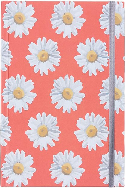 papatya desenli cizgili defter pembe