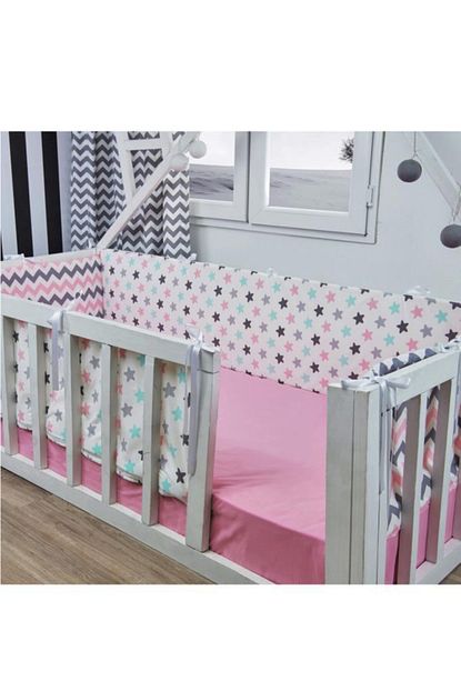 Odeon Cocuk Yatak Yan Kenar Koruma Montessori Pembe Yildizli 90x190 Trendyol