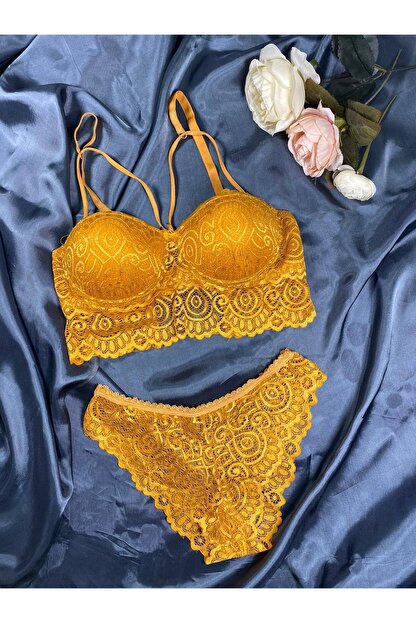 Maly Love Kadin Sari Balenli Straplez Destekli Bralet Sutyen Kulot Takimi Fiyati Yorumlari Trendyol
