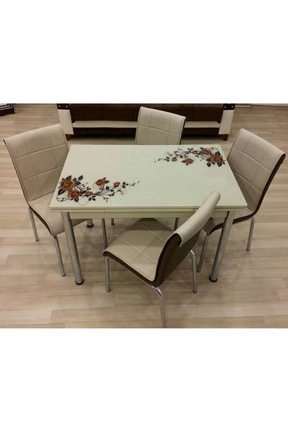 evistro yandan acilir cam mutfak masa takimi 4 sandalyeli 70x110cm fiyati yorumlari trendyol