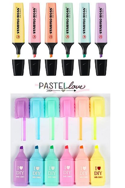 pastel aski fosforlu kalem seti