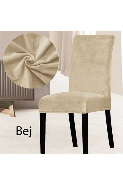 abeltrade sandalye kilifi bej rengi 4lu set kaliteli en boy likrali lastikli kadife kumas fiyati yorumlari trendyol