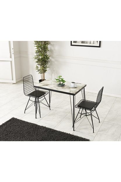 ressa home ebrar 2 kisilik bendir mermer gorunumlu masa sandalye takimi 60x90 cm fiyati yorumlari trendyol