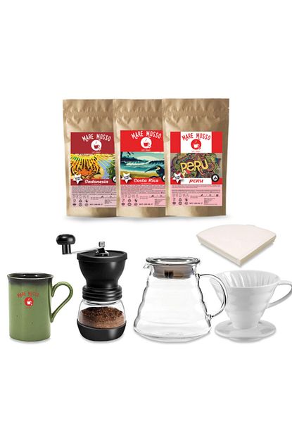 Mare Mosso Caffe E Vendite Dunya Kahveleri Tanisma Seti Kahve Hediyeli Degirmen Dripper Surahi Ve Kupa Seti Trendyol