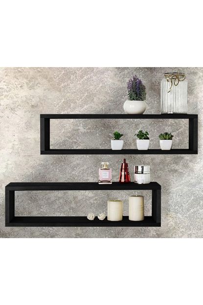 Tuncer Interiors Dekoratif Ahsap 60 Cm Siyah Renk Kutu Tek Raf Trendyol