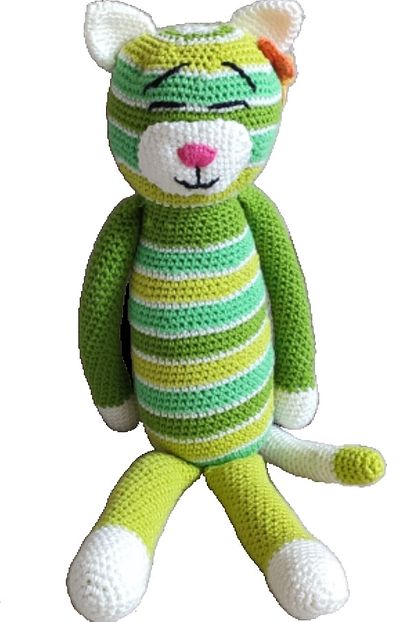 yesil sevimli kedi amigurumi oyuncak