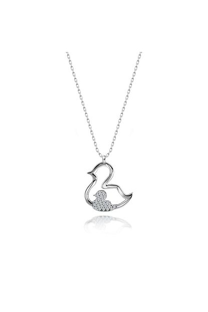 Choice Silver Kadin Gumus Swarovski Kus Anne Bebek Kolye Trendyol