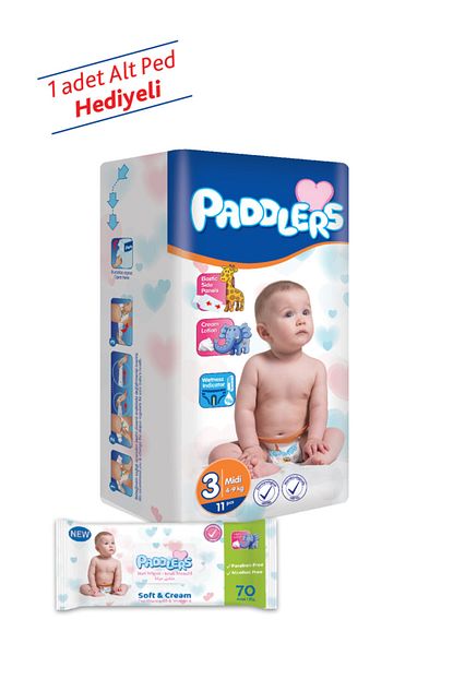 Paddlers 1 1 Deneme Seti Bebek Bezi Midi Islak Mendil Trendyol