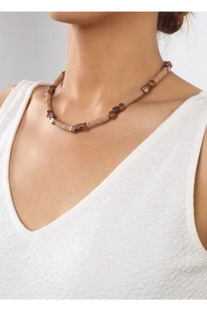 Jineps Ahsap Boncuklu Bronz Renk Kolye Trendyol