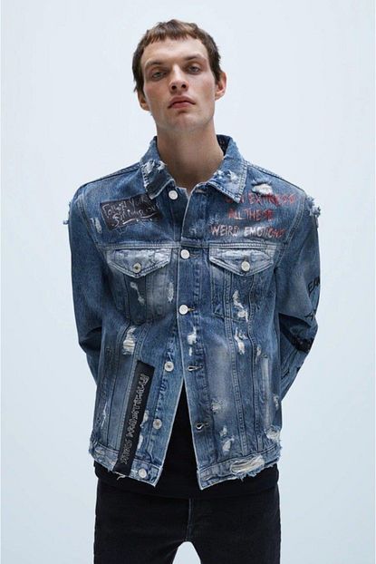 Bpm Extreme Denim Jacket Yamali Erkek Kot Ceket Trendyol