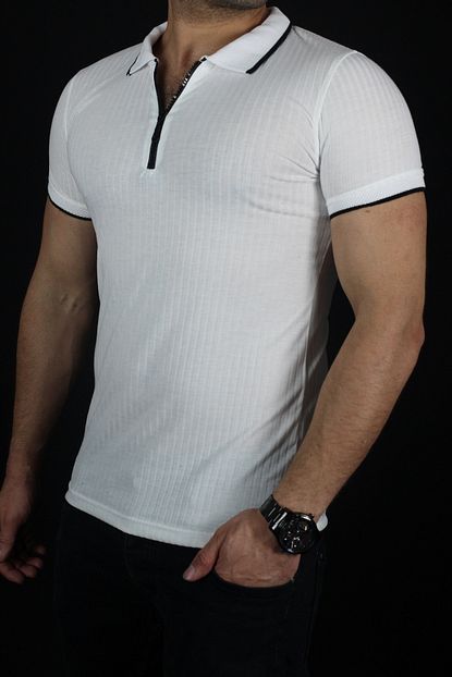 Trendmany Erkek Pamuklu Fermuarli Polo Yaka T Shirt Trendyol