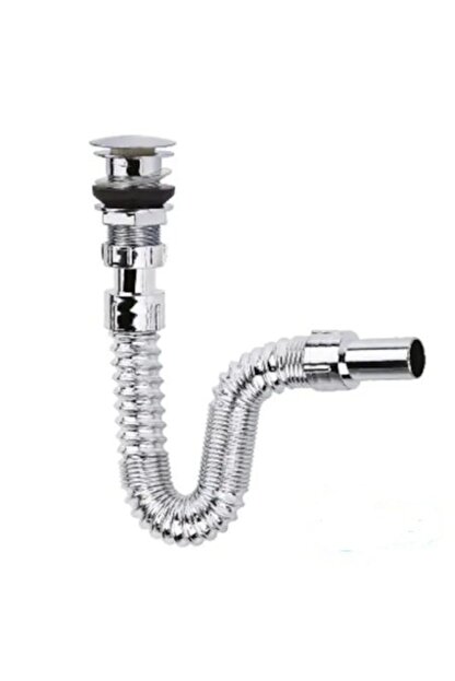 Kustar Krom Renk Lavabo Sifonu Koruklu Eviye Banyo Sifonu Bas Stop Trendyol