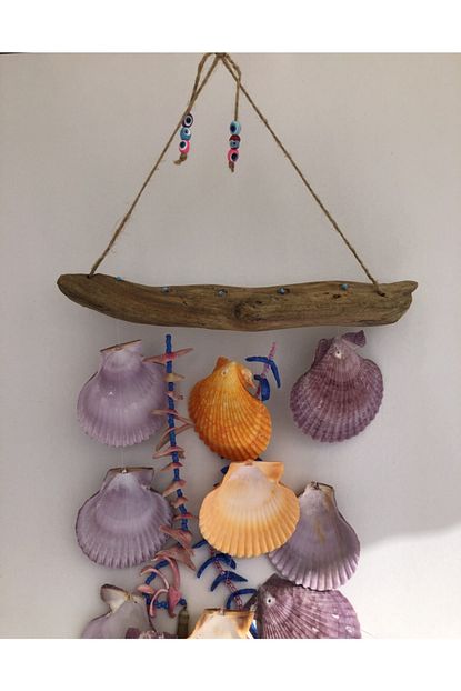 Kefelim Agac Dali Govdeli Renkli Deniz Kabugu Sarkitli El Yapimi Ruzgar Cani 35x45cm Rzg09 Trendyol