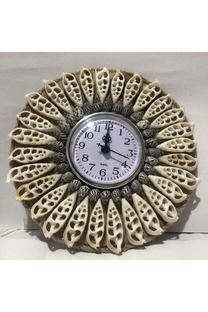 Rikon Saat Zeon Oyuncak Rikon Oval Deniz Kabugu Kalin Rakam Dekoratif Duvar Saati 48x42 Cm