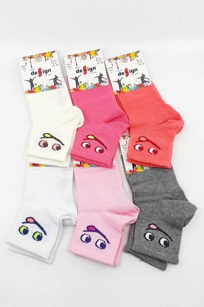 Design Socks Design Kiz Cocuk Yarim Konc Corap Gulen 3 12 Adet Asorti 5 Trendyol