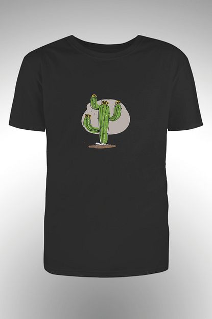 By Okat Erkek Siyah Kaktus Baskili T Shirt Trendyol