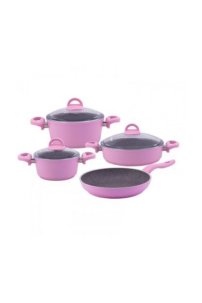Emsan Premium Granit 7 Parca Tencere Seti Baby Pink Trendyol
