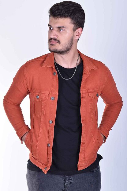 Zenet Jeans Erkek Slimfit Kiremit Renk Kot Ceket Trendyol