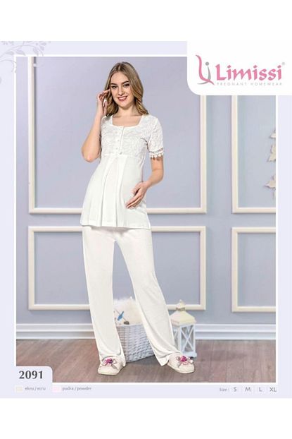 Limissi 2091 Yeni Sezon Dantelli Hamile Lohusa Pijama Takimi Trendyol