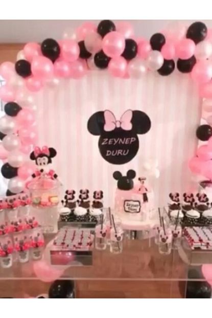 Meri Parti Minnie Mouse Balon Minnie Mouse Konsept Balon Ve Serit Zincir Trendyol
